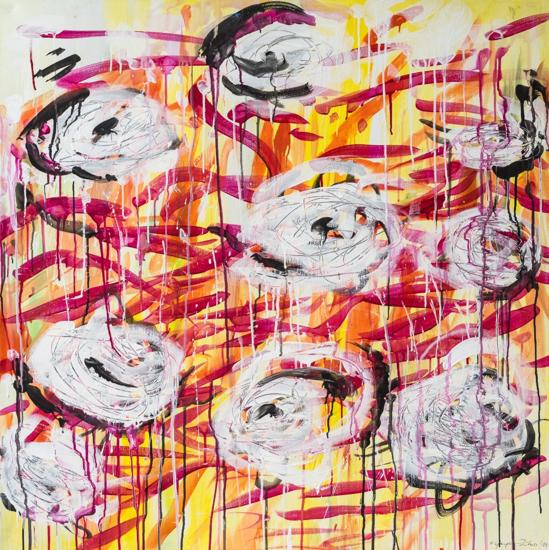 Myth of the Rose (Anne Grunge-Dirkers), Acryl / Lackfarben auf Leinwand, 100 x 100 cm