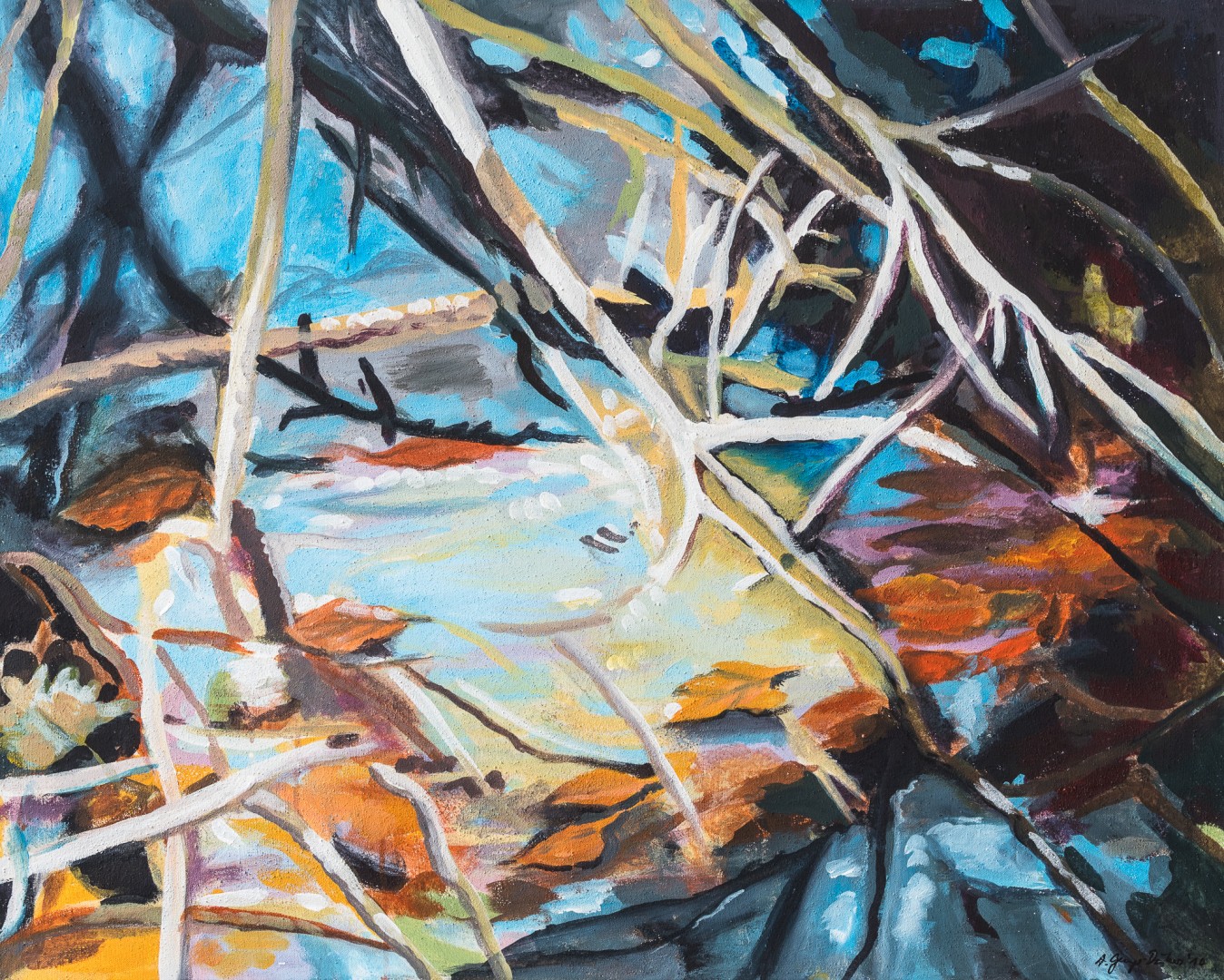 Zweige (Anne Grunge-Dirkers), Acryl auf Leinwand, 100 x 80 cm